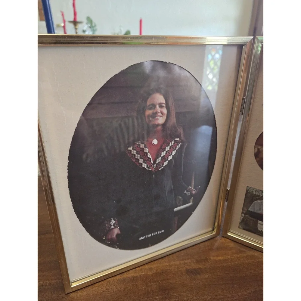 Vintage Bifold Multi Photo Frame Gold Tone